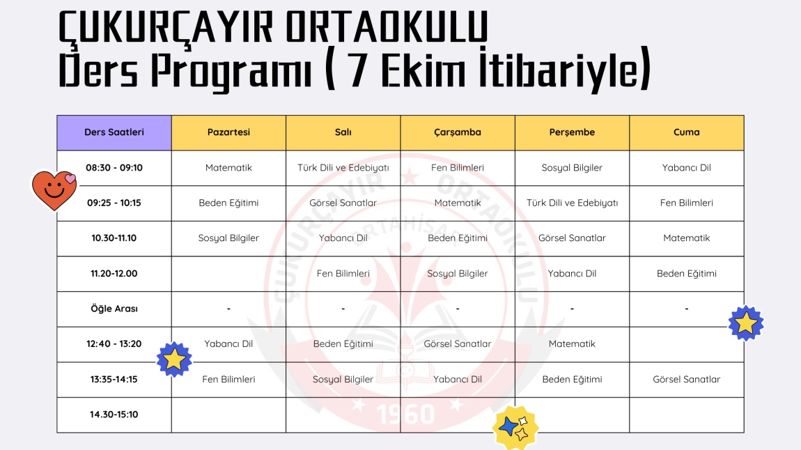 2024-2025 EĞİTİM ÖĞRETİM YILI SINIF DERS PROGRAMLARI (7Ekim İtibariyle)